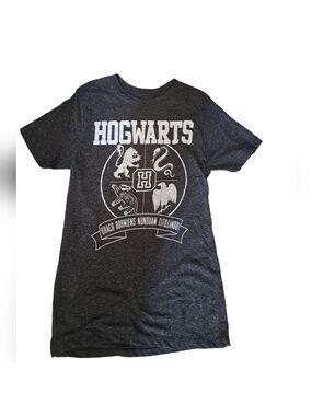 HARRY POTTER HOGWARTS Wizarding World grey speckled Linen blend short sleeve TEE